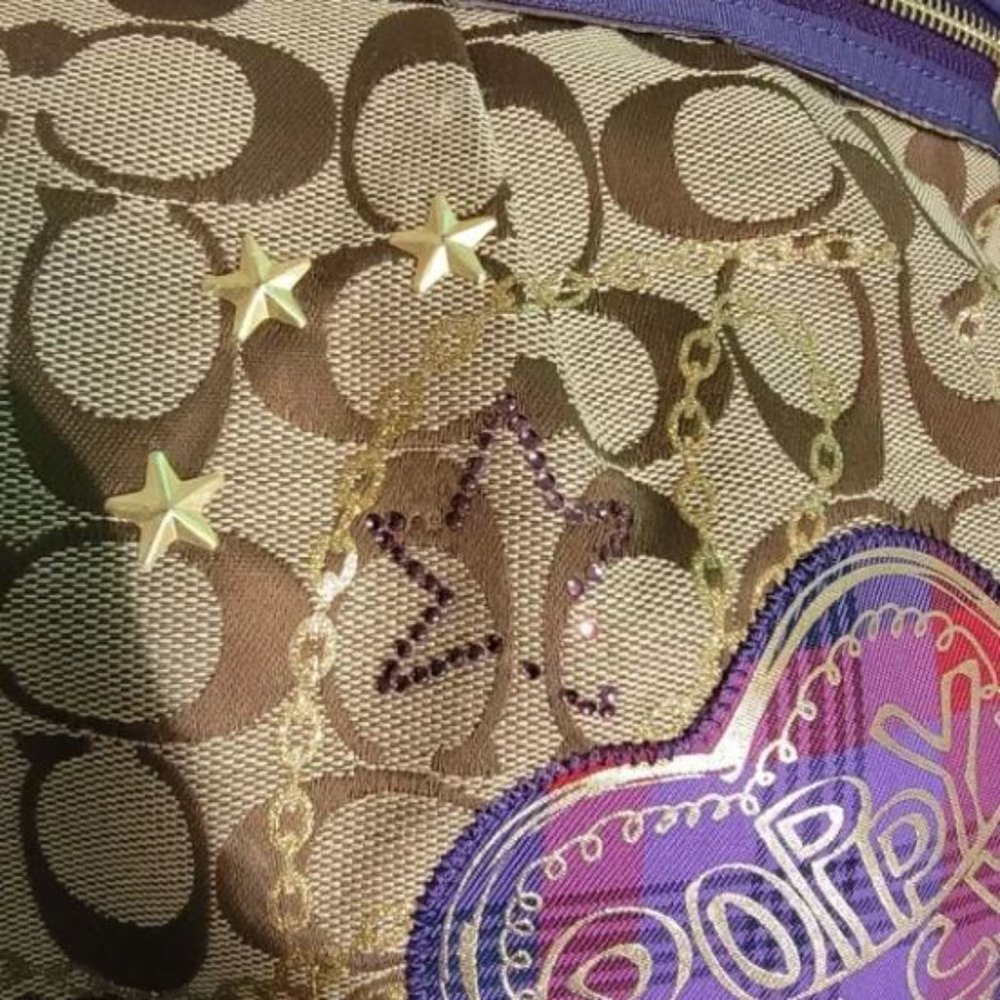 Coach Poppy Tartan Plaid Applique Glam Bag - Picture 7 of 12